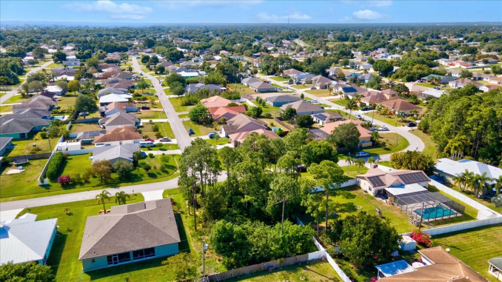 Drone photo of the vacant lot in the story