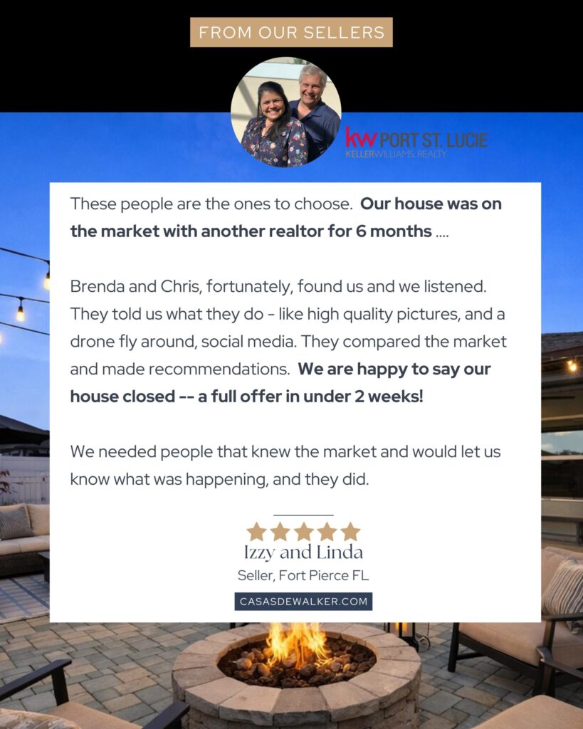 Seller review from a Fort Pierce homeowner whose house sold with a full-price offer after a prior listing expired.