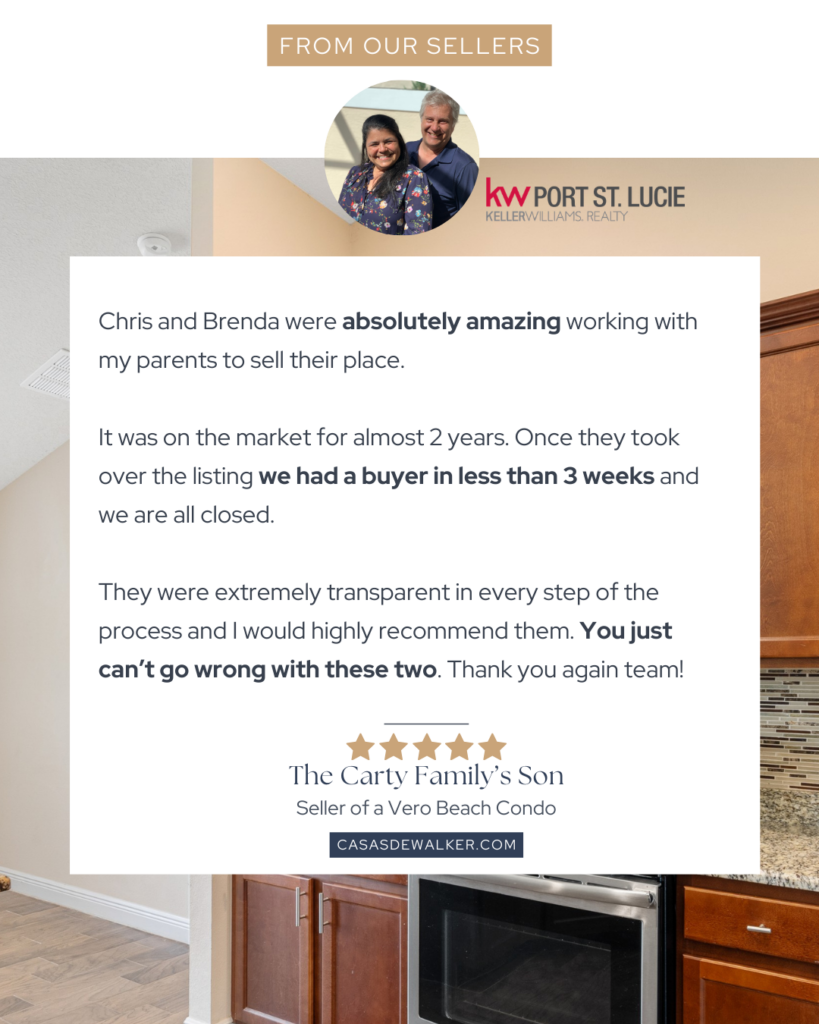 Five-star review from overseas sellers of a Vero Beach condo